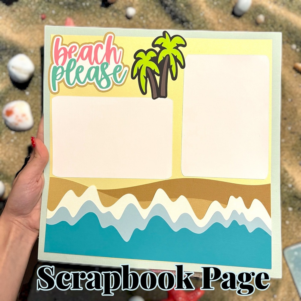 Beach Please Premade 12x12 Scrapbook Page Layout 85lb Cardstock Tropical Ocean